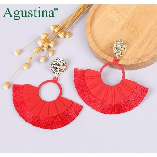 Agustina 2020 Tassel Earrings Jewelry Boho Fashion Red Earrings Women Bohemian Fringe/Drop Earrings Earring Handmade Statement c