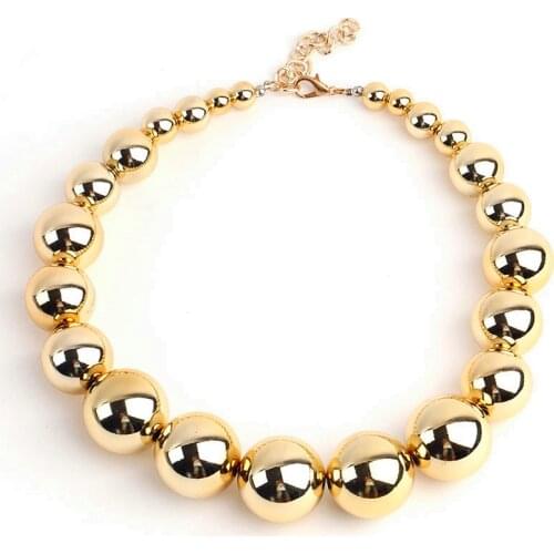 FishSheep Statement Gold Color Big Ball Choker Necklace For Women Punk Big Acrylic CCB Beads Pendants Necklaces 2021 Jewelry