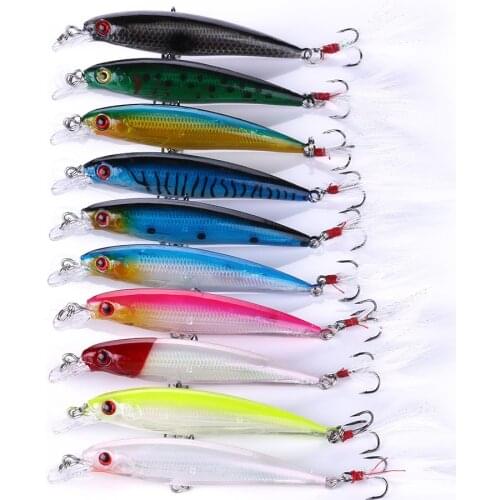 1Pcs 9cm/8g Internal Laser Minnow Fishing Lure Simulation Wobblers Hard Bait Crankbaits 10 Colors Available 6#Hook Fishing Lure