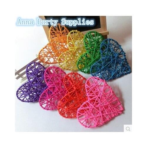 10pcs/set Colorful Rattan Heart Shaped Ball DIY Sepak Takraw Balls Home Ornaments&Christmas/Birthday/Wedding Party Decoration