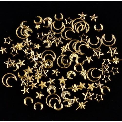 120pcs/box Nail Stickers Jewelry Crafts Mixed Steampunk Moon Star Nail Stickers DIY Epoxy Resin Fillings Accessories Supplies