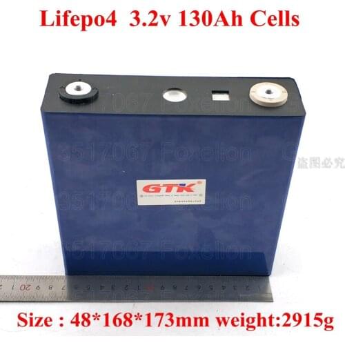 16pcs 3.2V 130Ah LiFePO4 Long Life Cycles Max 3C For 12V Solar Energy Storage Battery pack photovoltaic 120Ah real