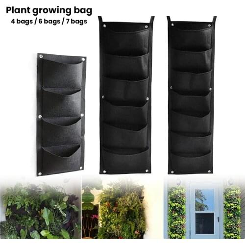 4/6/7 Pockets Wall Hanging Planting Bags Green Plant Grow Planter Vertical Garden Living Bag Garden Supplies Bags