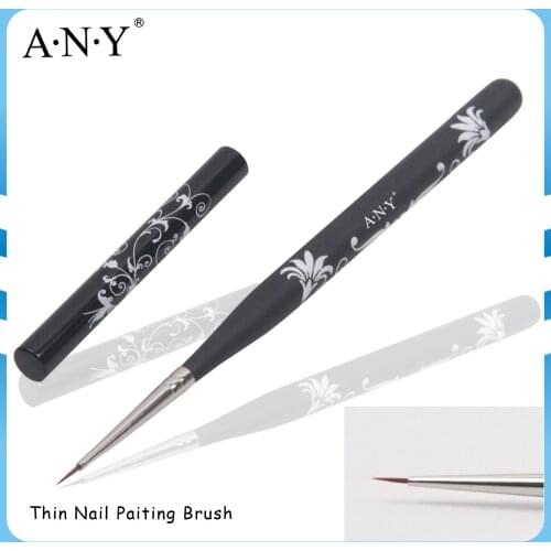 ANGNYA Flower Printing Design Wooden Handle Metal Cap Nylon Thin Liner Painting Brush 000# Single Piece