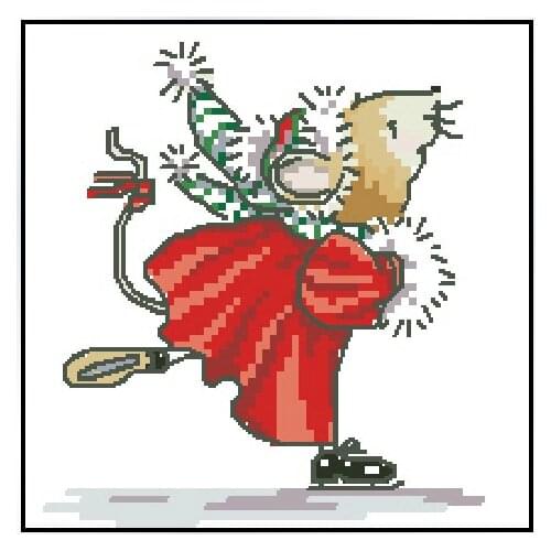 FREE Shipping High Quality christmas card cross stitch kit skating mouse animal, sport mouse