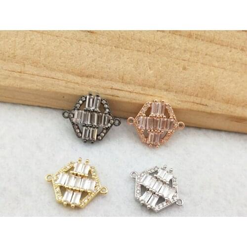 10 Pieces CZ zircon Micro Pave Connector Double Bails Beads Charm for DIY Bracelet necklace Jewelry Finding CT432