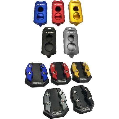CNC Motorcycle X-MAX 300 Key Cover Kickstand Enlarge Plate Pad Side Stand Accessories for Yamaha XMAX300 250 125 2017-2019 2020