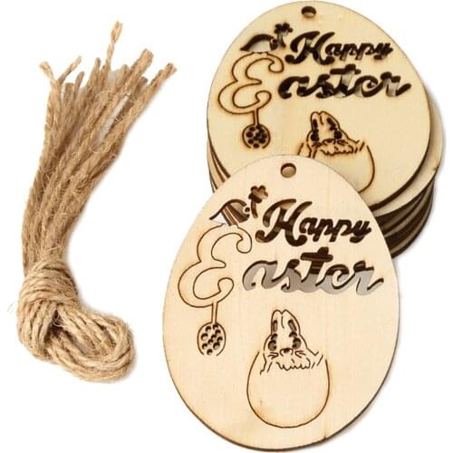 Wood Chips Ornaments Home Decoration Craft Hollow Easter Decorations Hanging Festival Wooden 10pcs Party DIY Eggs Pendant