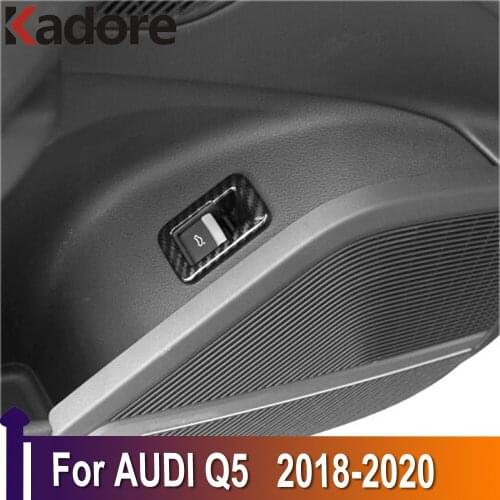 For Audi Q5 2018 2019 2020 ABS Carbon Fiber Car Front Rear Trunk Tail Door Switch Button Cover Trim Car Interior Accessories