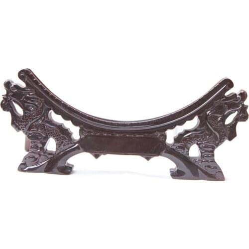 DS Handmade Carved Wood Display Stand Ammonite Slice Plate Wood Stand Porcelain Plate Bracket Wooden Crafts For Home Decoration