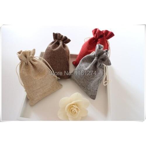 9x12cm/3X4" jute packaging burlap Wedding Party Christmas Gift Bags pouches jute bags Free shipping