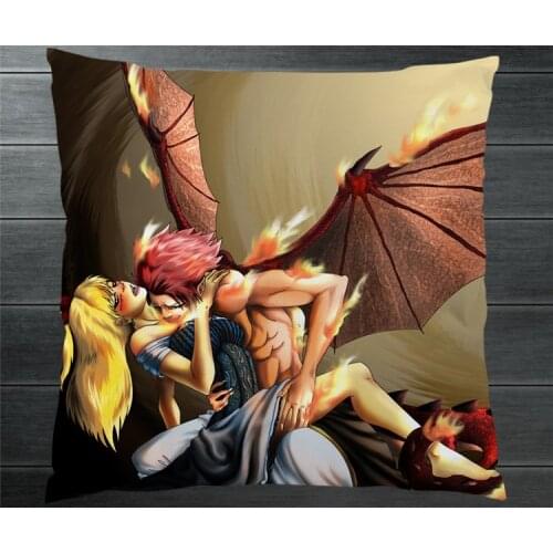 FAIRY TAIL Natsu Lucy Heartfilia Sexy Fanart Two Side 40x40cm Pillowcase Pillow Case Cover Cosplay Manga Gift BED/SOFA/CAR Decor