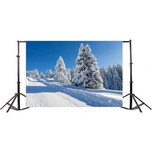 Photography Backdrop Happy New Year Snow Covered Landscape Merry Christmas Trees Sunshine Winter Xmas