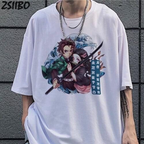 Harajuku Demon Slayer Kamado Nezuko Mens tshirt Summer Cool Unisex Short Sleeve T shirt Anime Funny Printed Streetwear T-shirts