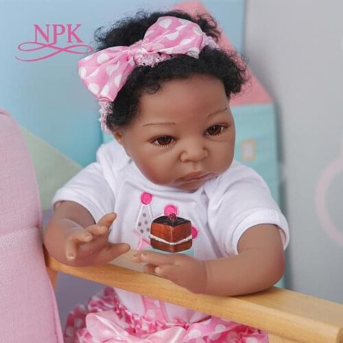NPK 55CM soft body reborn doll 100% handmade doll detailed painting collectibles art doll looklike African American baby