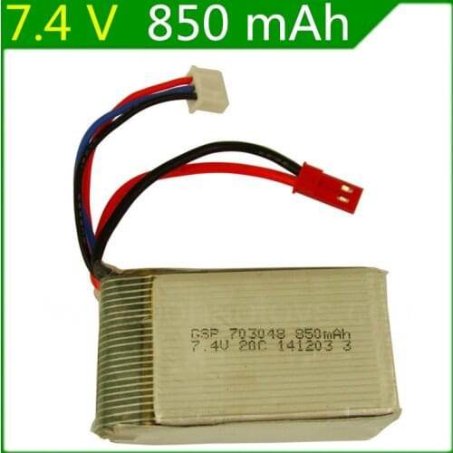 7.4V 850mAH Supply of remote control aircraft flying saucer axis lithium battery 7.4V 850mAH 20C JST plug 703048