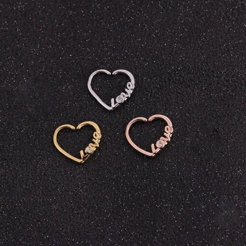 Love Heart Shaped Diath Rings Coloured Piercing Ear Nose Ring Ear Piercing Jewelry