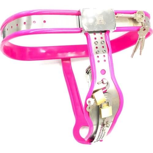 Stainless Steel Pink Silicone Male Chastity Pants Penis Sleeve Cock Cage Metal Chastity Belt Lock Sex Toys For Men BDSM Cbt