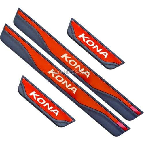 For Hyundai Kona Electric 2017-2020 Accessory Stainless Door Sill Kick Scuff Plate Guard Pedal Protector Trim Cover Car Styling