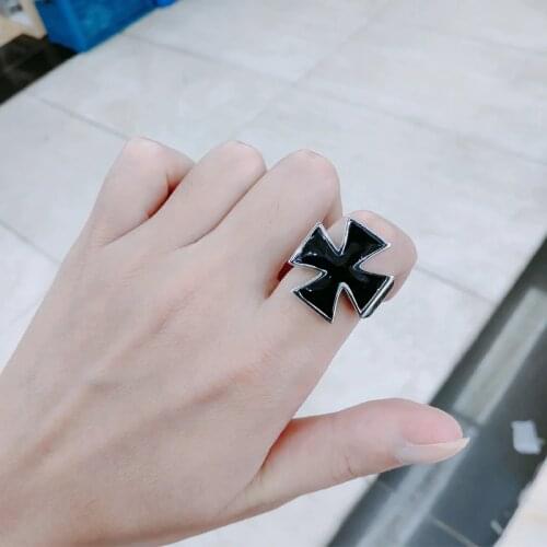 Does not fade Stainless steel New Arrival Fashion Catholic Patron Saint St Benedict of Nursia Holy Medal Cross Ring Mens Jewelry