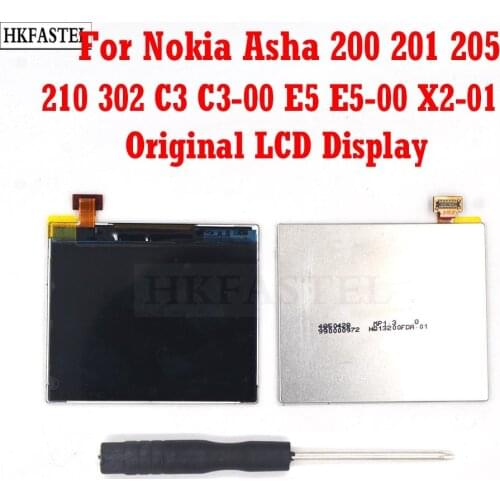 HKFASTEL Original LCD Screen For Nokia 200 201 205 210 302 Asha, C3 C3-00, E5 E5-00, X2-01 Replacement Display