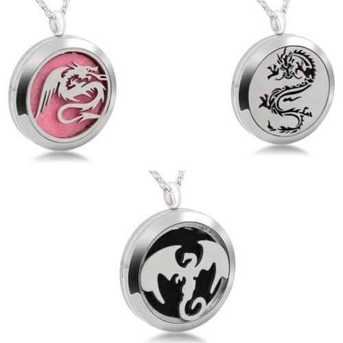 316L Stainless Steel Essential Oil Diffuser Necklace Pendant Dragon Fly 30MM Magnetic Aromatherapy Necklace For Women