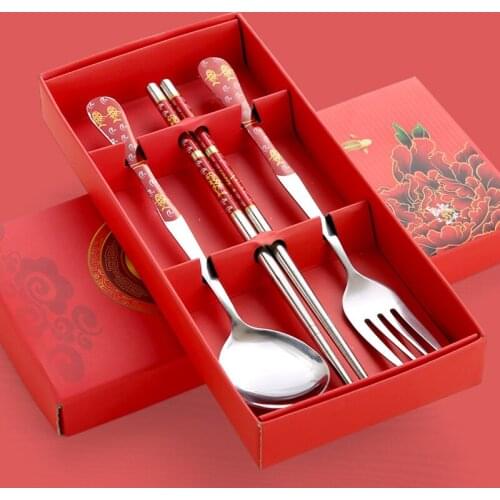 Stainless Steel Chopsticks, Spoons, Forks, Cutlery Set, Small Gift Gift Set