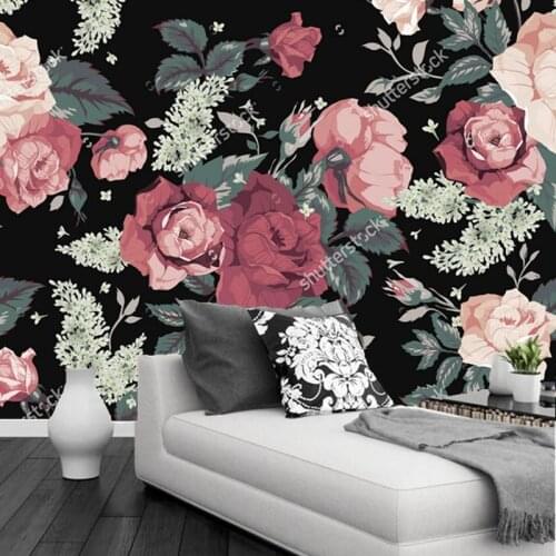 Custom floral wallpaper, Pink roses,3D retro wallpaper for the living room TV bedroom wall background wall waterproof wallpaper