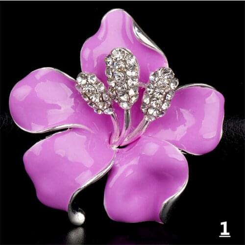 RONGQING Metal Rhinestone Lily Flower Brooch Pins for Women Vintage Wedding Brooch Bouquet Enamel Pin
