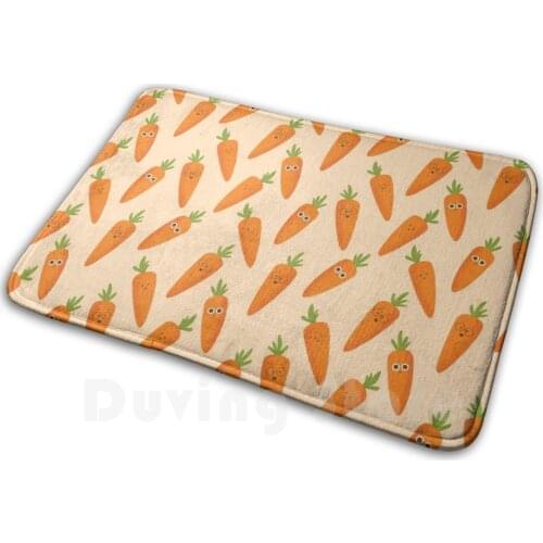 Happy Carrots Mat Rug Carpet Anti-Slip Floor Mats Bedroom Carrots Vegetable Orange Cute Cartoon Kids Kawaii Children Carrot