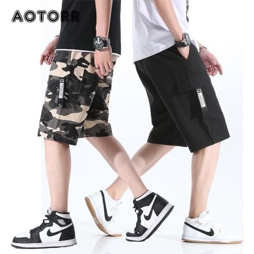 New Summer Men Loose Cargo Shorts Cotton Relaxed Fit Camouflage Mens Denim Short Casual Pants Clothing Social Cargo Shorts