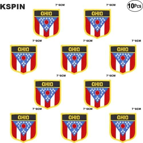 U.S.A Ohio State Flag Embroidery Patches Iron on Saw on Transfer patches Sewing Applications for Clothes in Home&Garden