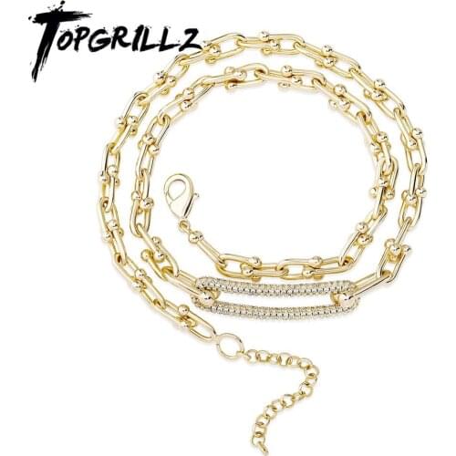TOPGRILLZ 2020 New 6mm Choker Chain Necklace With 2 inch Tail chain Iced Out Cubic Zirconia Hip Hop Jewelry Necklace For Gift