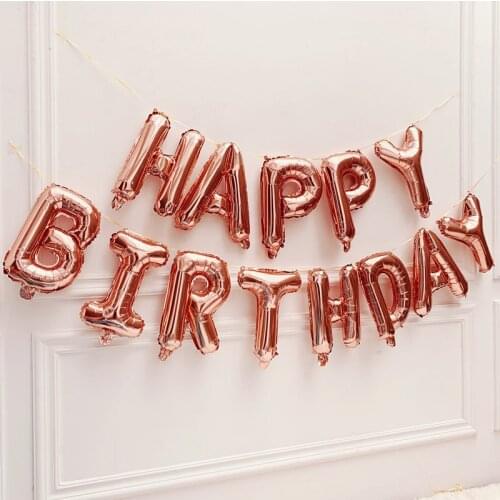 Happy Birthday balloon Letter Alphabe Rose Gold foil balloon wedding party birthday decoration adult kids helium party balloon
