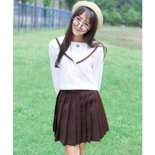 2 Color Japanese Classical Long-sleeved Sailor Uniforms White Collar Japan High School Uniform Cosplay Sexy Cute Girl