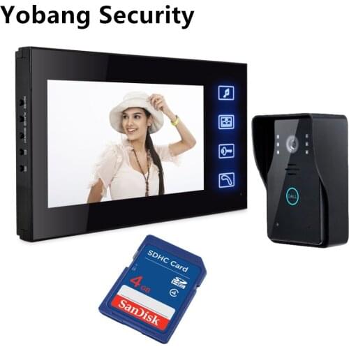Yobang Security freeship 7Inch Touch Monitor video porteiro Door Phone IR Camera SD Card Recording Doorbell camcorder