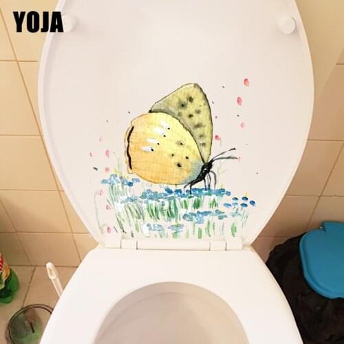 YOJA 21.8X20.8CM Ink Cartoon Butterfly Kids Rooms Wall Sticker Classic Bathroom Toilet Decoration T1-2212