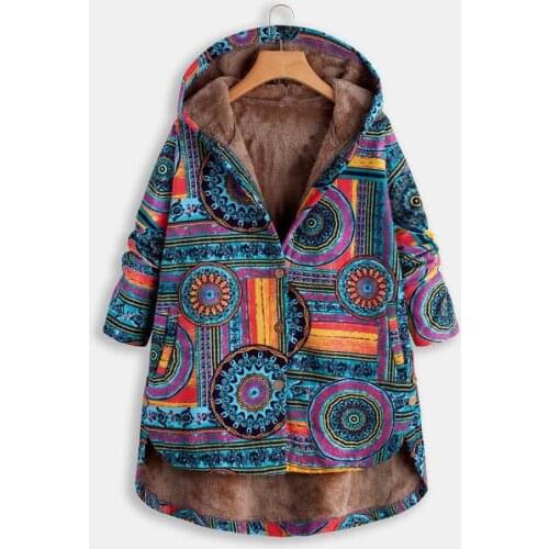 Women Winter Floral Printed Coat Vintage AliExpress wish explosion retro plush split ethnic floral print large size coat