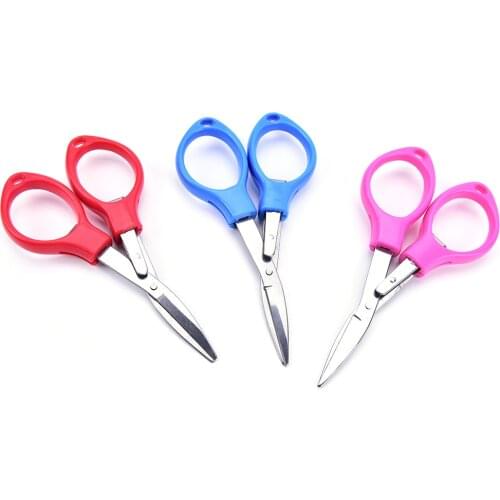 1PCS Folding Stainless Steel Scissors Fishing Scissor Keychain Camping Mini Cutter School Stationery Random Color Drop Shipping