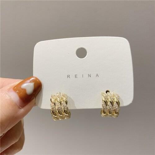 2021 Trendy Metal Hoop Earring For Woman Vintage Triple Open Circle C Shaped korean Statement Earrings Accessories brincos