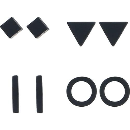 4 Pairs/Set Simple Triangle Geometric Stud Earrings Sets Black/Silver/Gold Color Small Earrings For Women Minimalist Jewelry