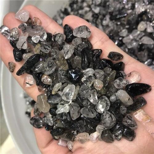 DHX SW natural black quartz rutilated polished crystal stones tumbled meditation healing chakra spiritual cleanser