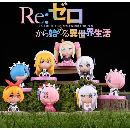 8pcs/set Anime Figure Re:ZERO Starting Life in Another World Rem And Ram Action Figure Emilia Beatrice Petra Leyte Figurine Doll