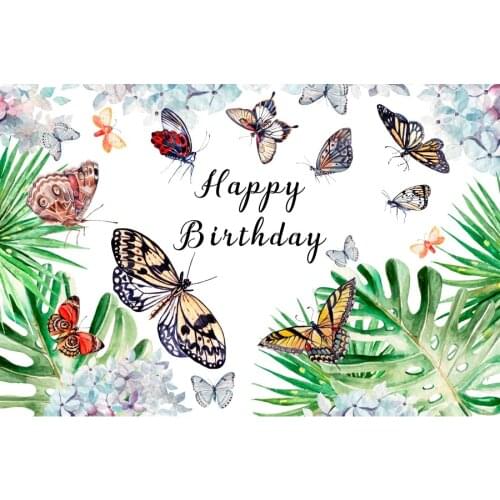 Butterfly Flying Painted Cartoon Background for Portrait Photography Birthday Decors Baby Shower Backdrops Photocall Studio Prop