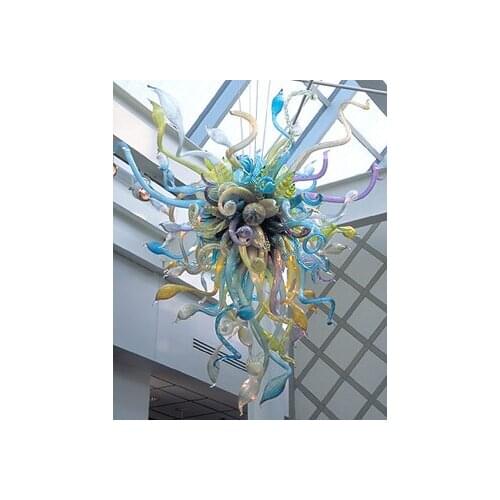 China Indoor Lighting Manufacturer New Design Home Art Decoration Colorful Hand Blown Glass Chandelier with LED Bulbs