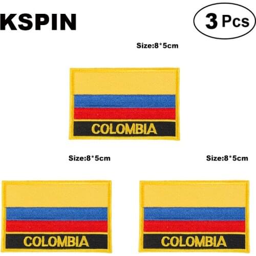 Colombia Rectangular Shape Flag patches embroidered flag patches national flag patches for clothing DIY Decoration