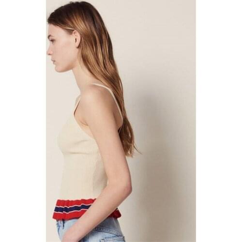 Summer Sexy V Neck Women Camis Tank Top Suspenders Sleeveless Backless Beach T-shirt Striped Colors Mixed Ruffles Streetwear Top