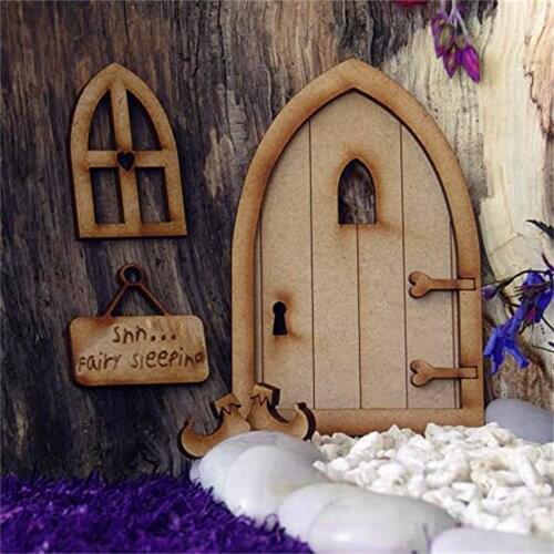 Dollhouse Miniature Furniture Sleeping DIY 3D DIY Door Decoration Wooden Door Craft Kit With Flower Children Kids Boys Girls Toy