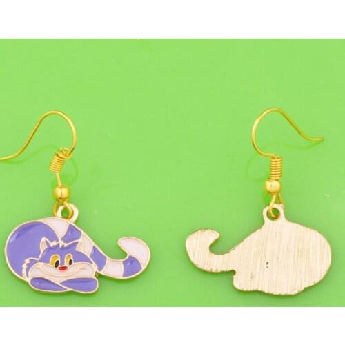Fashion Gold metal enamel lacquer cat kitten earrings drop dangle earrings earing jewelry girl women boutique bijoux decoration