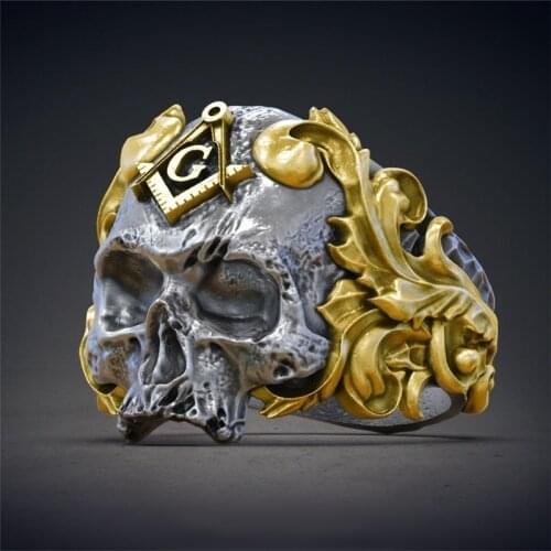 2021 Vintage Women Rings Alloy Skull Masonic Jewelry Letter Skeleton Punk Rock Bands For Men Fashion Rings